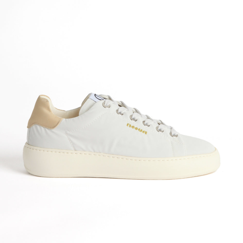 BAST 2772 LOW SNEAKER IN ICONICO TESSUTO RIFRANGENTE BIANCO E NYLON BEIGE